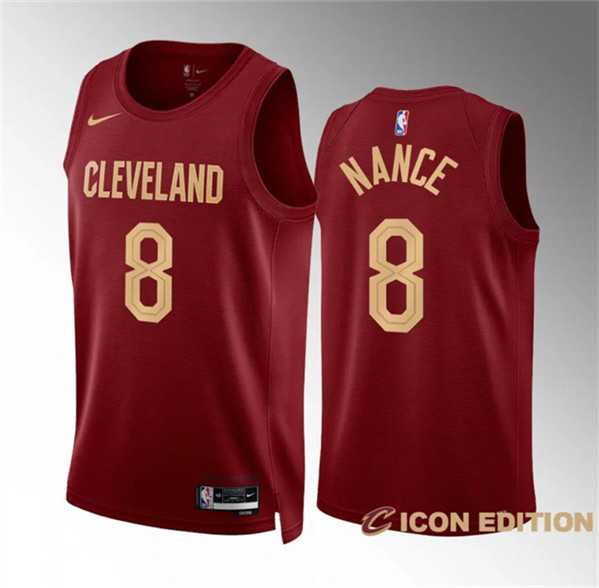 Men's Cleveland Cavaliers #8 Pete Nance Wine Icon Edition Stitched Jersey Dzhi